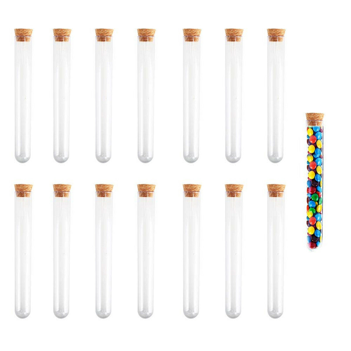 100pcs 20ML 16x150mm Test Tubes With Wood Cork Stopper Candy Party Wedding AU