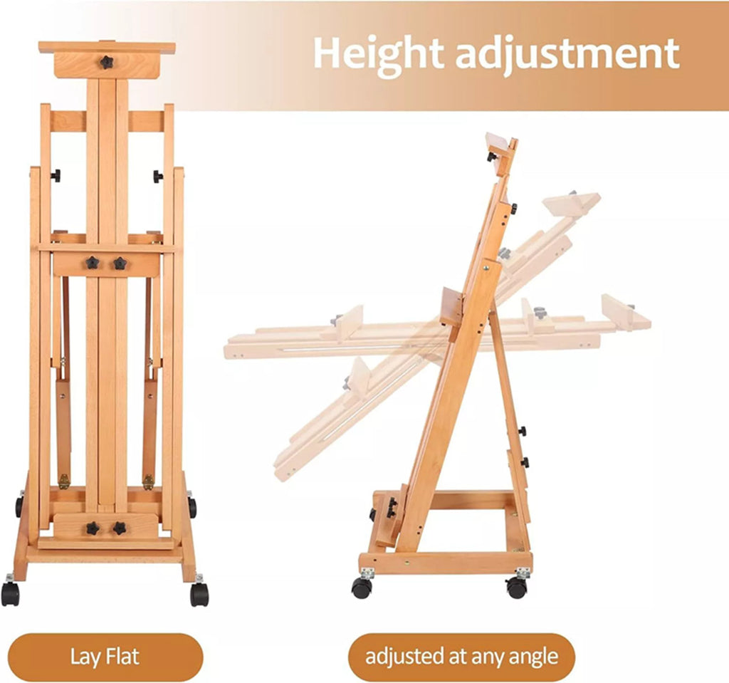 Artist Easel H-Frame Easel Large Studio Heavy-Duty Wood Painting Art Easel Stand
