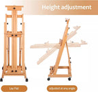 Artist Easel H-Frame Easel Large Studio Heavy-Duty Wood Painting Art Easel Stand