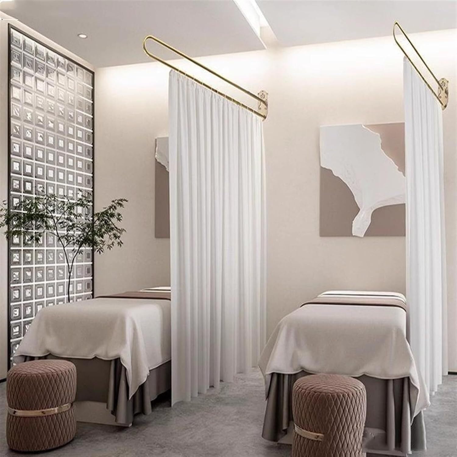 Privacy Partition Curtains U-Shape Room Divider for Beauty Salons Hospitals SPA