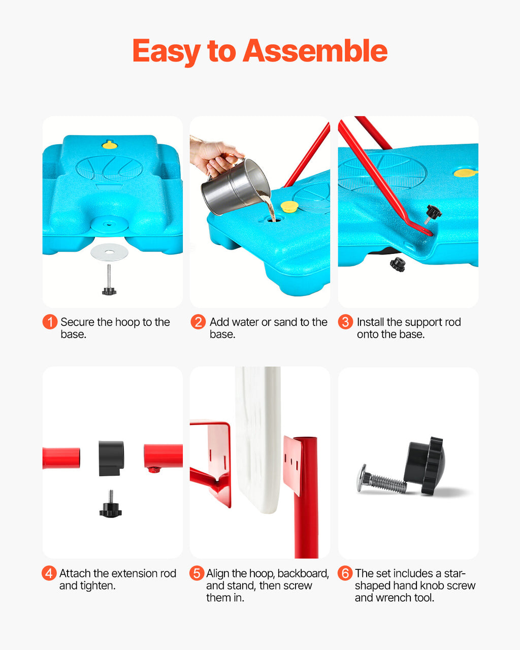 Adjustable Kids Basketball Hoop with Secure Base for Indoor & Outdoor Play
