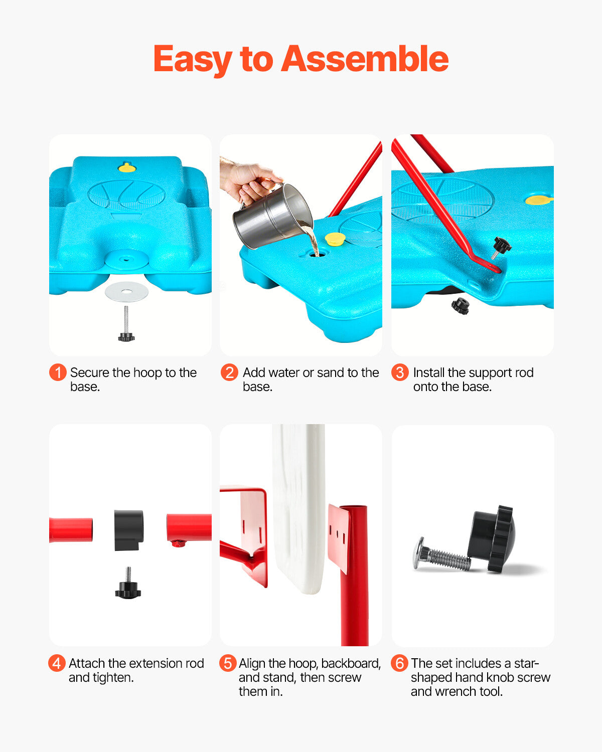 Adjustable Kids Basketball Hoop with Secure Base for Indoor & Outdoor Play
