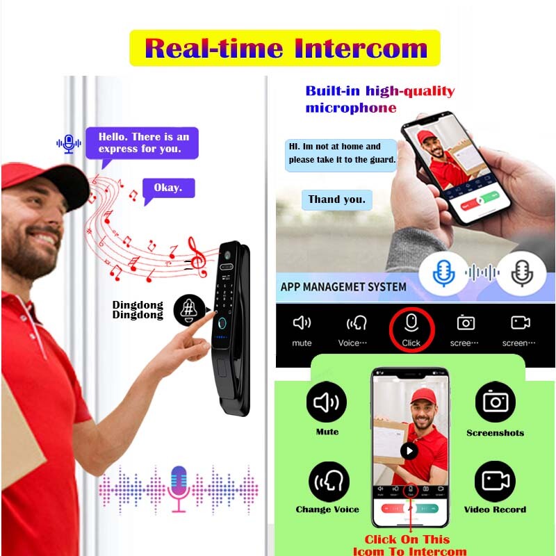 Premium Digital Smart Door Lock 3D Face Fingerprint Code WIFI APP + Lock/Striker