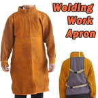 Cowhide Leather Welding Apron Long Heavy Duty Welding Clothes Suit with Sleeves
