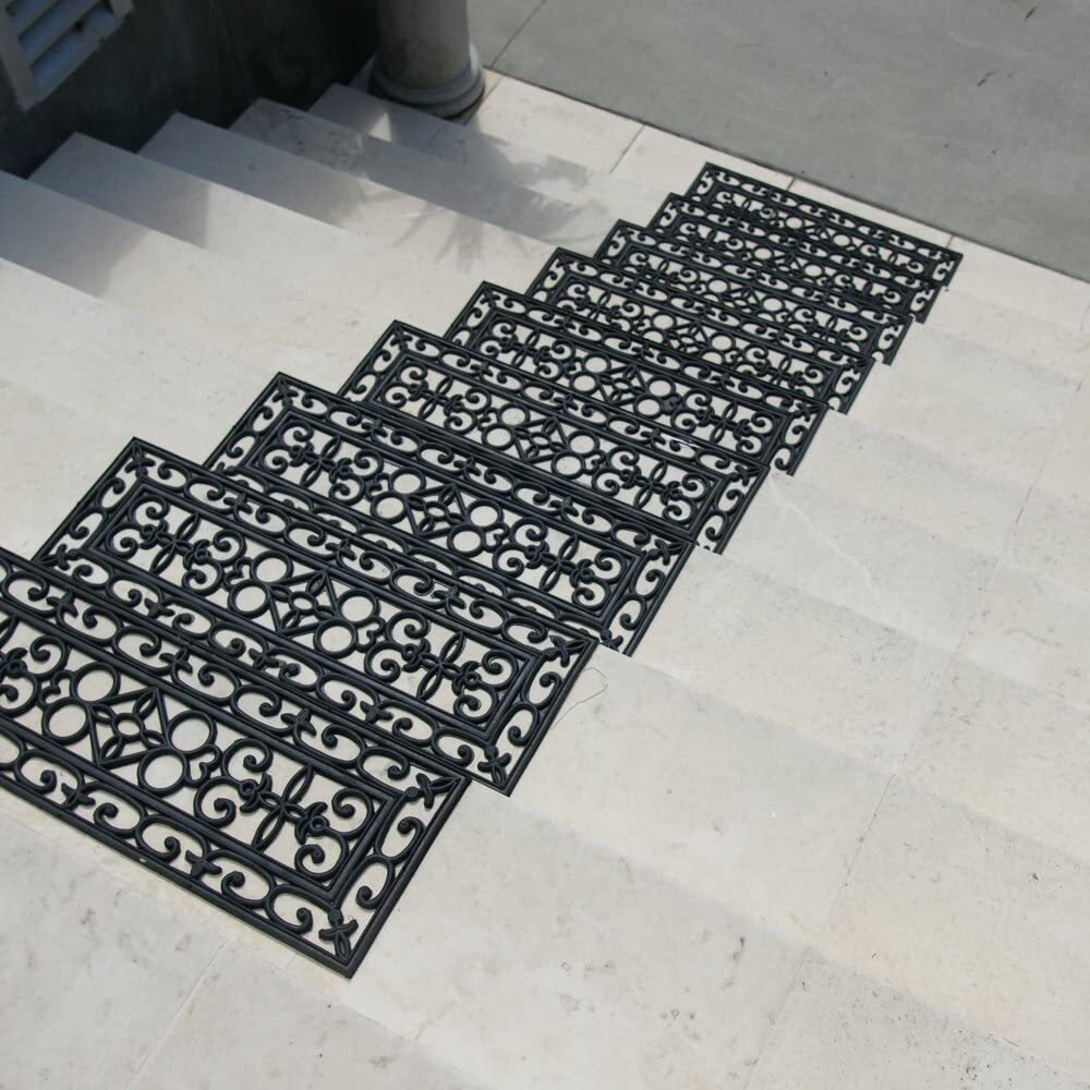 5x Rubber Stair Treads Non Slip Safety Outdoor Porch Floor Step Mats Staircase