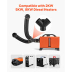 Diesel Heater Connector 75mm 3-Way Y Branch Air Vent Duct for Heating