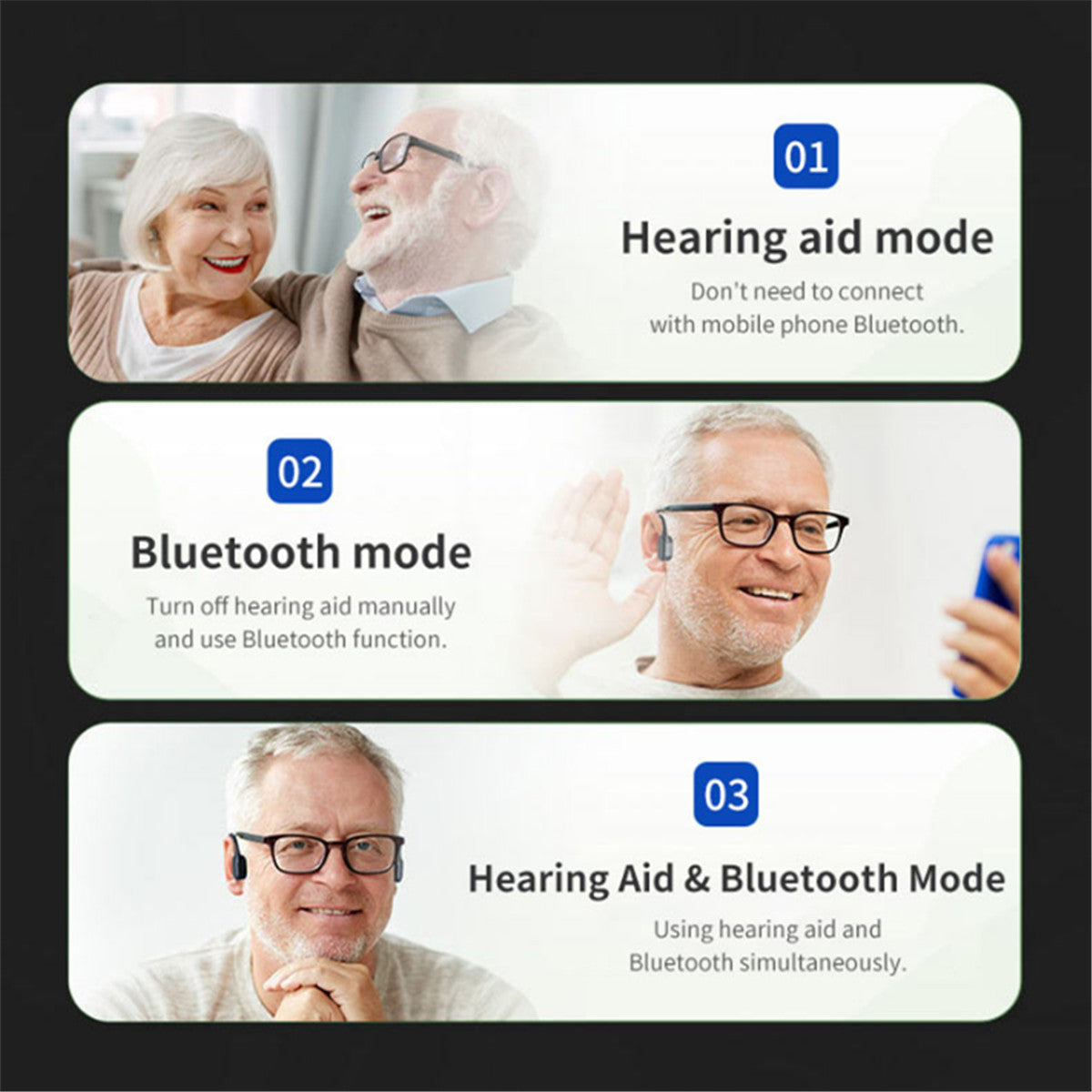 Bone Conduction Hearing Aids for Deafness Bluetooth Wireless Hearing Amplifier