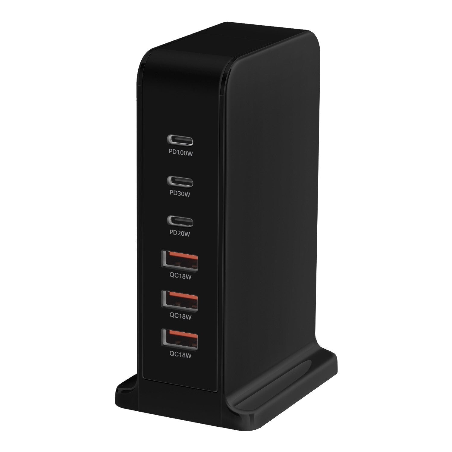 168W Gan 6 Port Charging Station 3 USB-C & 3 USB-A Desktop Charger Power Adapter
