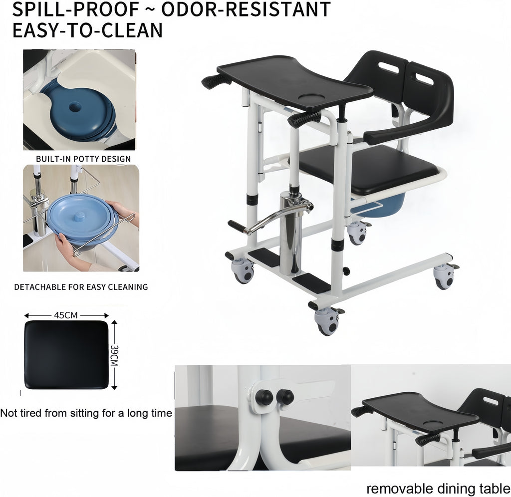 Lift Transfer Chair Patient Wheelchair+Assist Rise Lifter Hydraulic Lift Chair