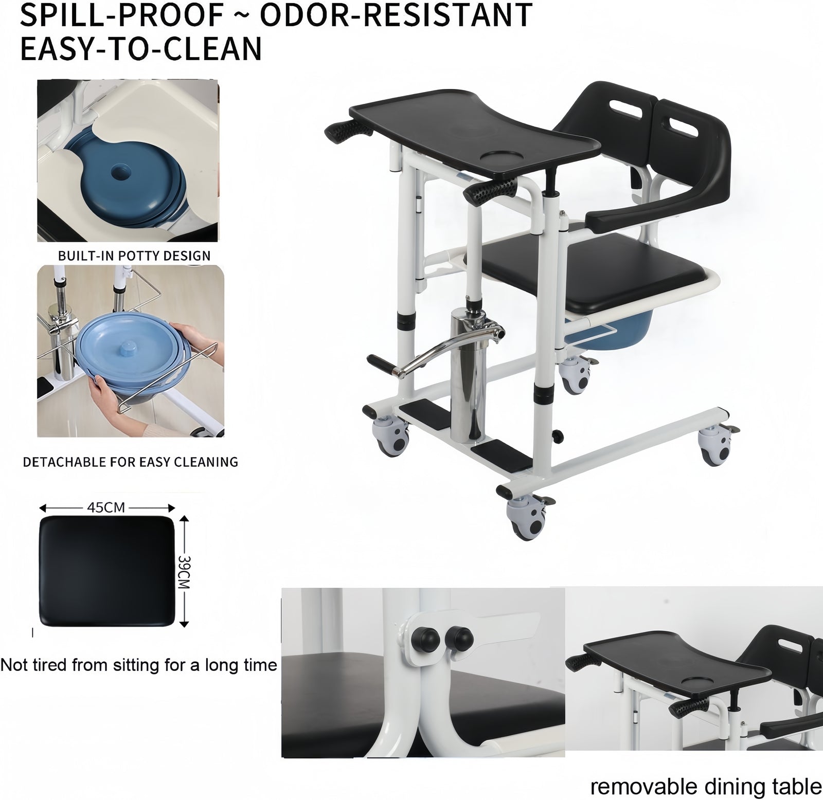 Lift Transfer Chair Patient Wheelchair+Assist Rise Lifter Hydraulic Lift Chair