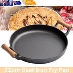 Non-Stick 32cm Cast Iron Frying Griddle Pan Non-Stick Steak Grill Frying Skillet