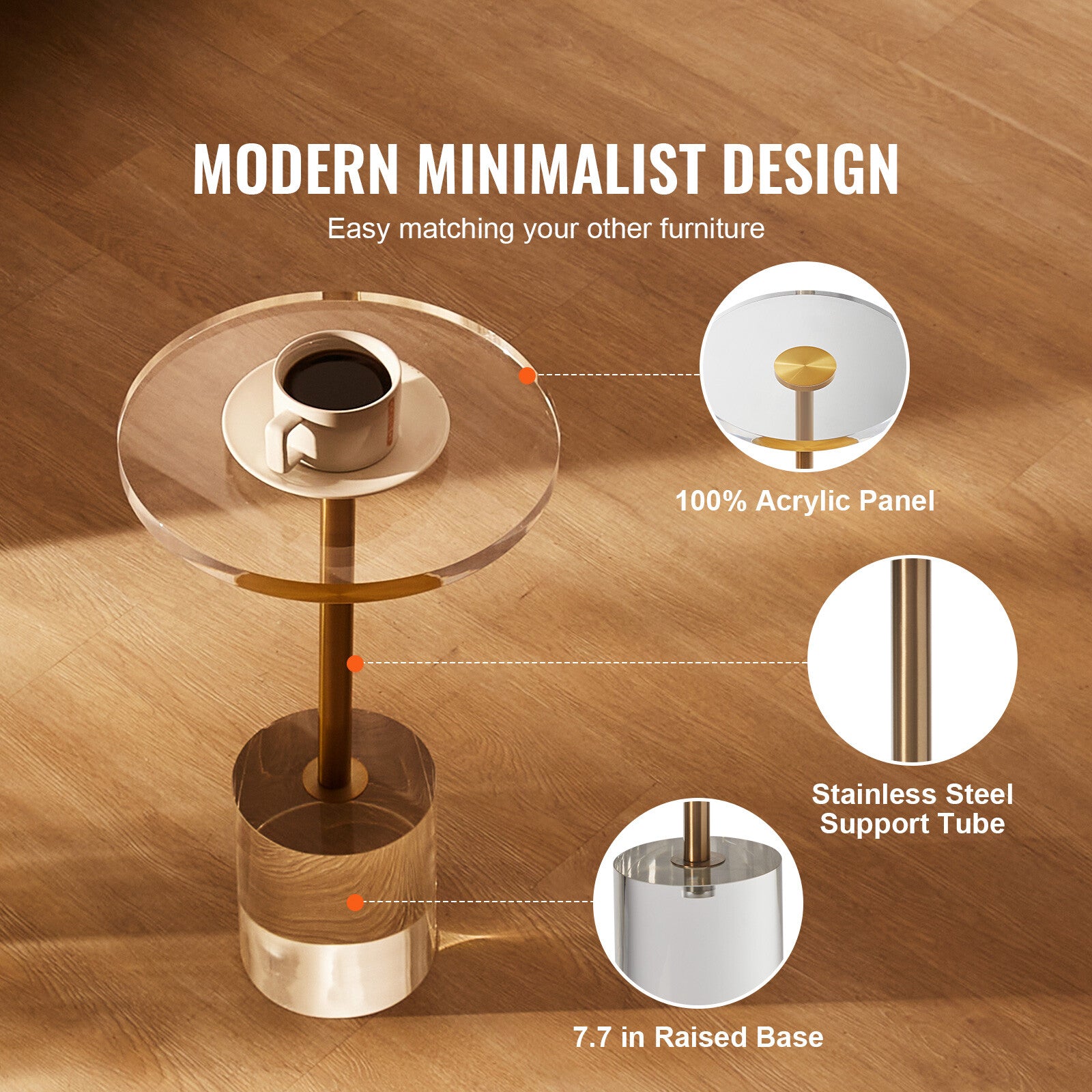 Clear Acrylic End Table with Solid Base, 11.9x21.4 in, Stylish and Durable Side Table