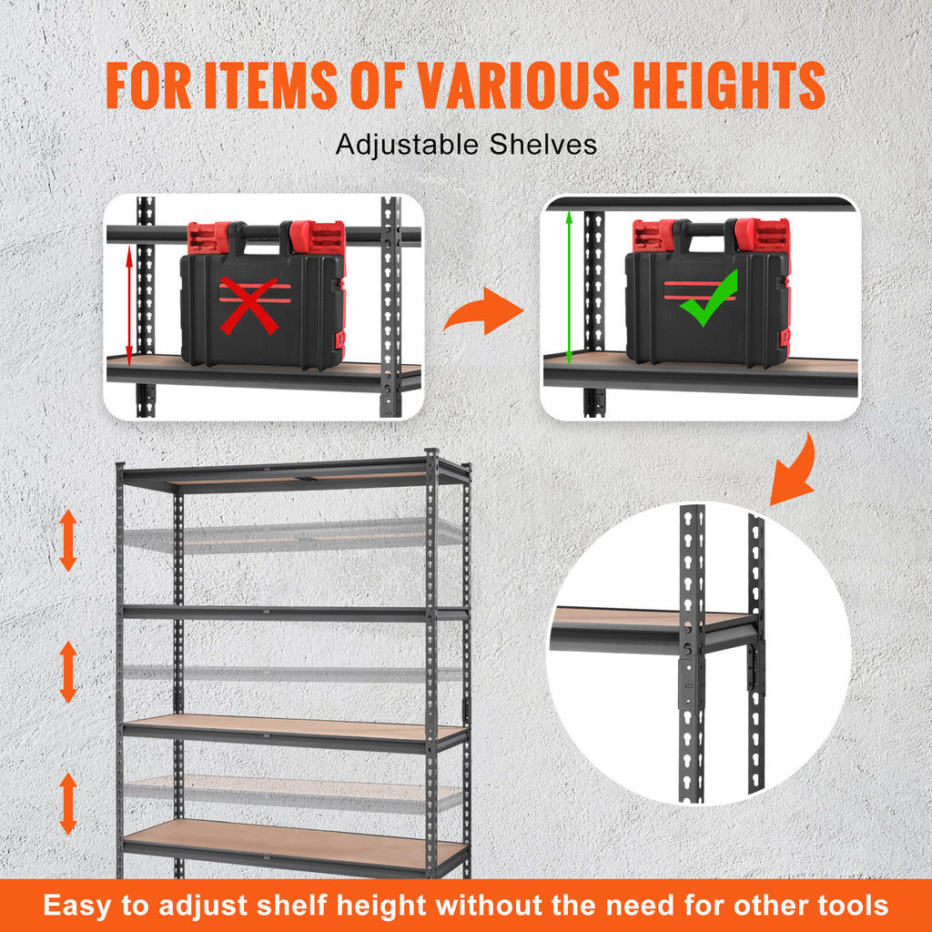 Heavy Duty Metal Storage Shelving Unit with Adjustable Shelves and 2000 lbs Capacity