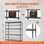 Heavy Duty Metal Storage Shelving Unit with Adjustable Shelves and 2000 lbs Capacity