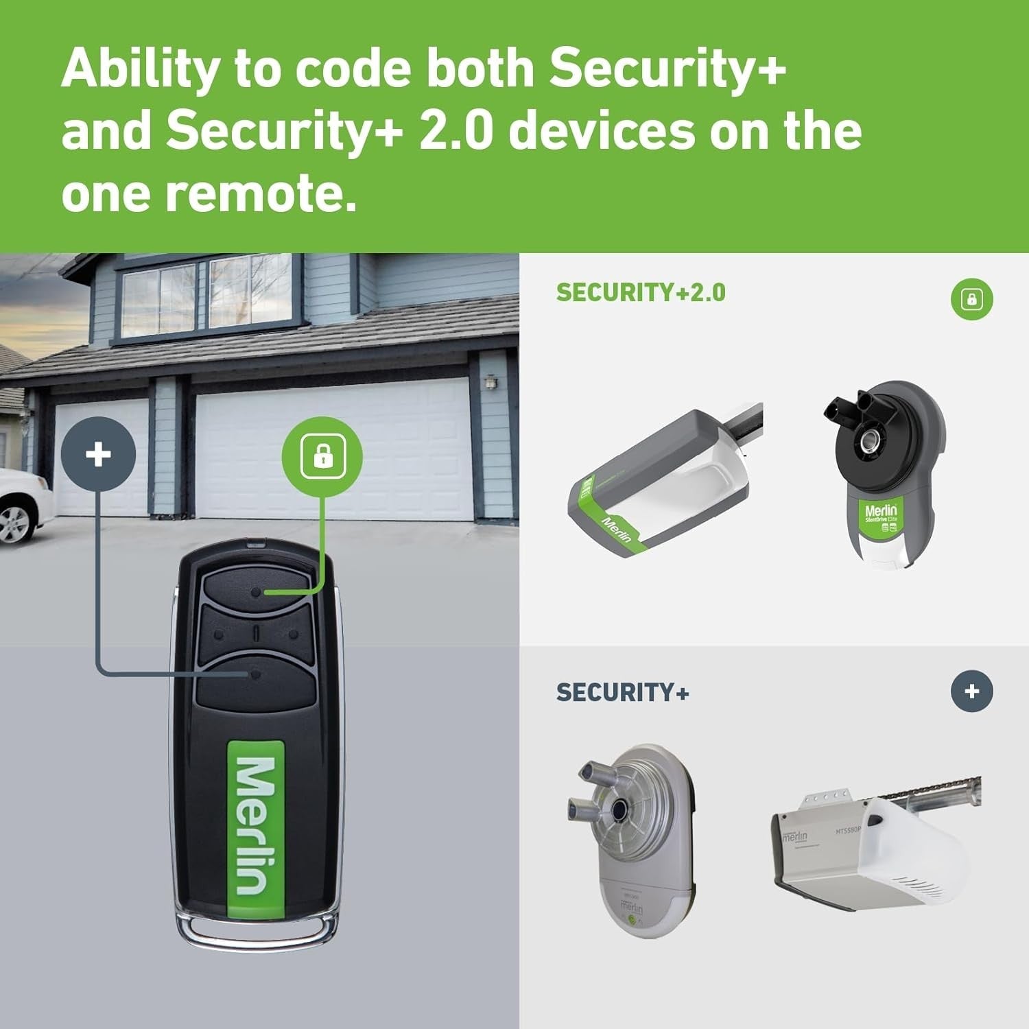 Merlin+ 2.0 E960M Garage/Gate Remote E960 Compatible E945 E945M E950M E943M