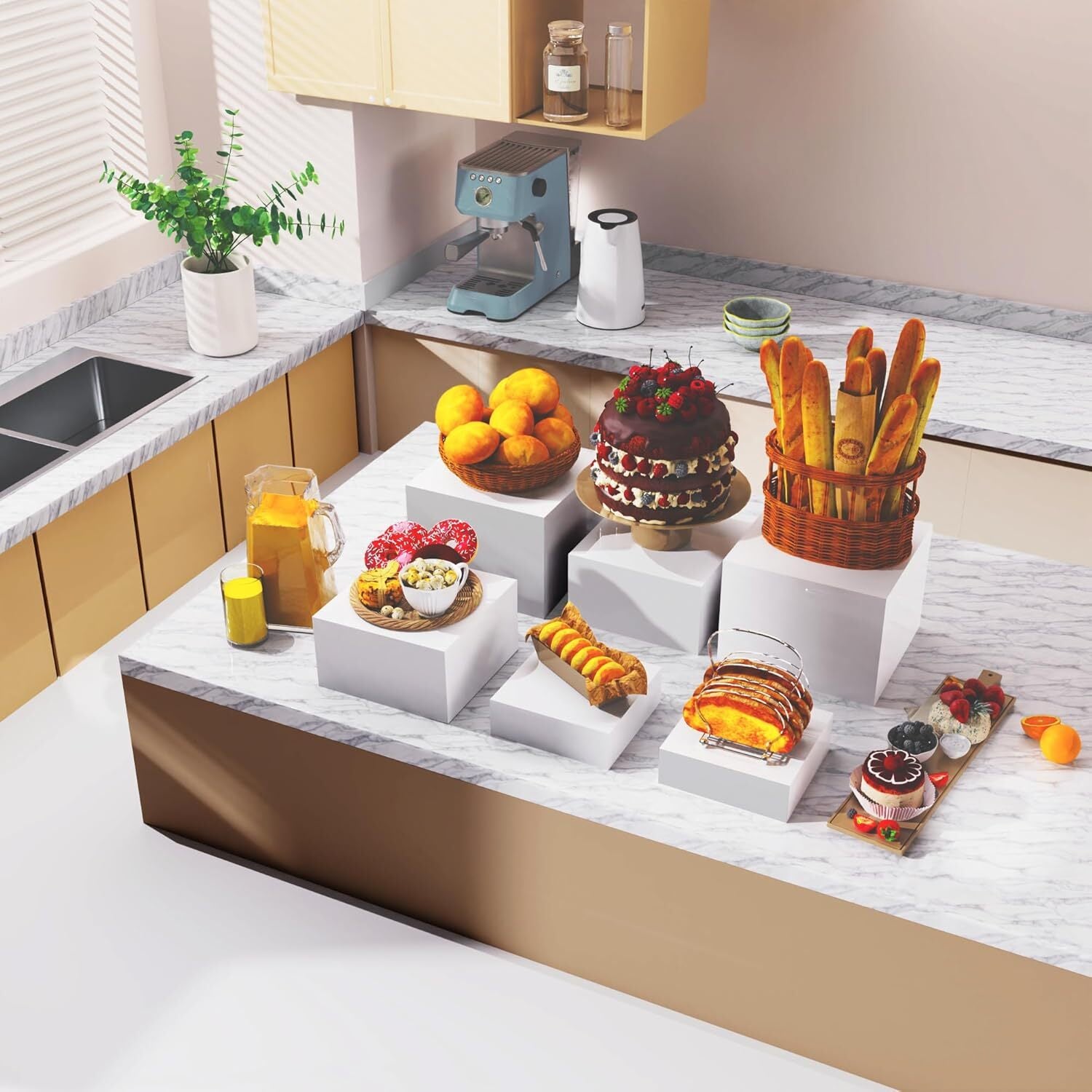 5-10in Buffet Riser Acrylic Hollow Cube Display Nesting Risers for Candy Food