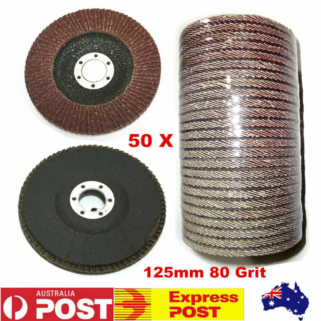 80 Grit Metal Sanding Flap Discs 50PCS 5'' 125MM Abrasive Angle Grinder Wheels