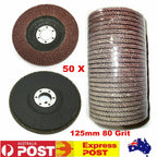 80 Grit Metal Sanding Flap Discs 50PCS 5'' 125MM Abrasive Angle Grinder Wheels