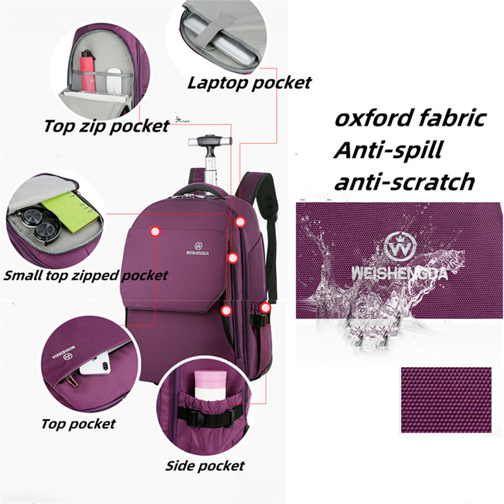19'' Wheeled Rolling Backpack for Men Women Business Laptop Travel Bag AU