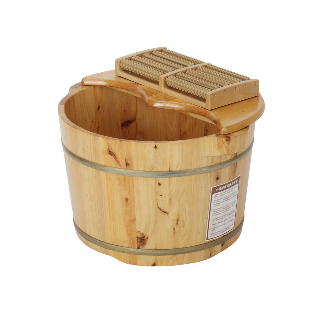 Wooden Foot Bucket Foot Basin with Lid Foot Massagers Soaking Basin Pedicure Tub