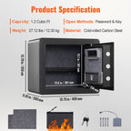 1.2C Steel Digital Safe Box with Dual Lock System for Home or Office Use