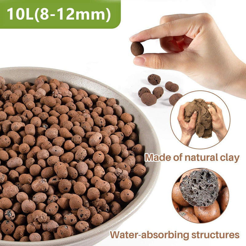 10L Clay Pebbles Clay Balls for Gardening Plants Drainage Aquaponics Hydroponics