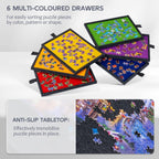 2000 Piece Tilting & Foldable Puzzle Board with 6 Colored Drawers & Cover Adjust