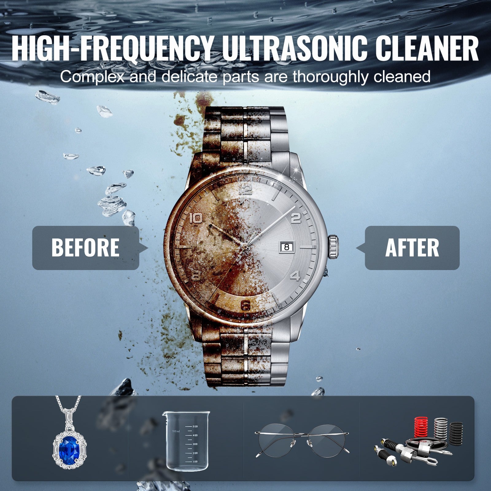 6L Ultrasonic Cleaner Machine with Heater & Timer for Jewelry, Dental Instruments