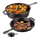 2 In 1 Cast Iron Dutch Oven Skillet 10" Cooker Pot for BBQ &Cooking & Frying Pan