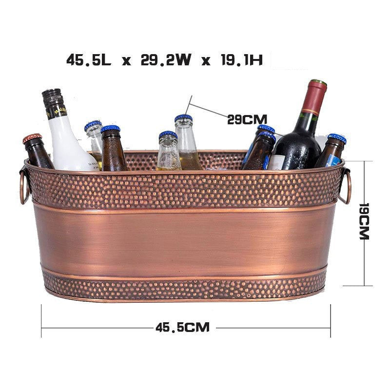 2pcs Vintage Copper Ice Buckets Champagne Cooler Beverage Buckets Home Bar Use
