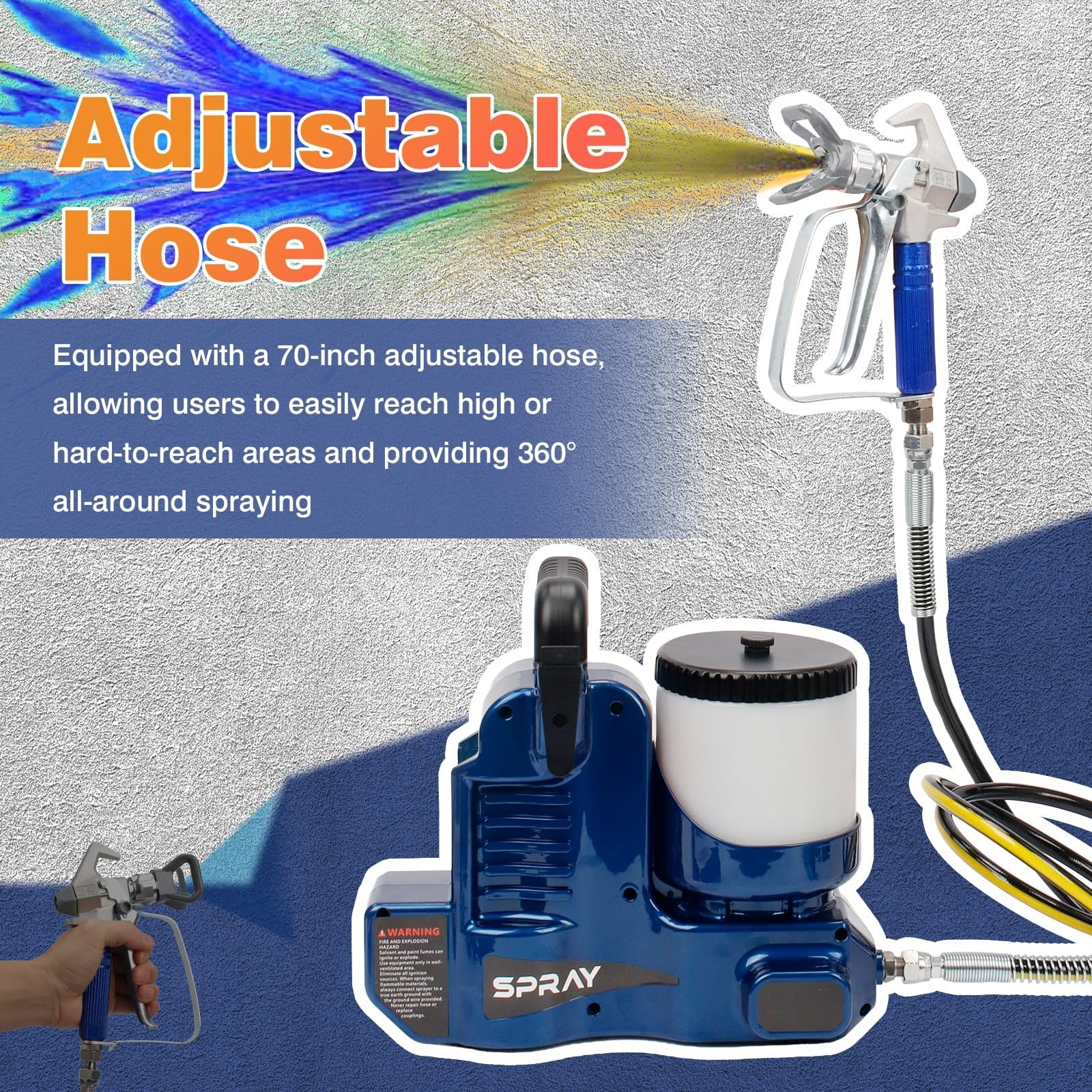 Portable Cordless Paint Spraying Gun Handheld Paint Sprayer for 360° Full Paint