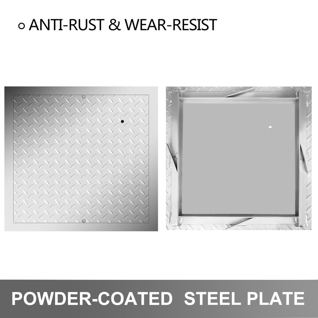 Recessed Steel Manhole Cover with Frame - 30x30cm Powder-Coated Drain Lid