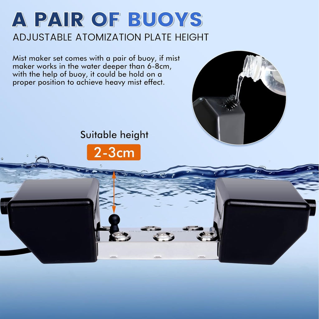 Ultrasonic Mist Maker 6 Head Pond Fogger with 250W Power Supply for Pond Garden