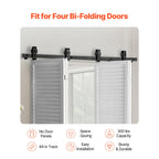 Bi-Folding Sliding Barn Door Track Kit 64" for Four 15" Panels