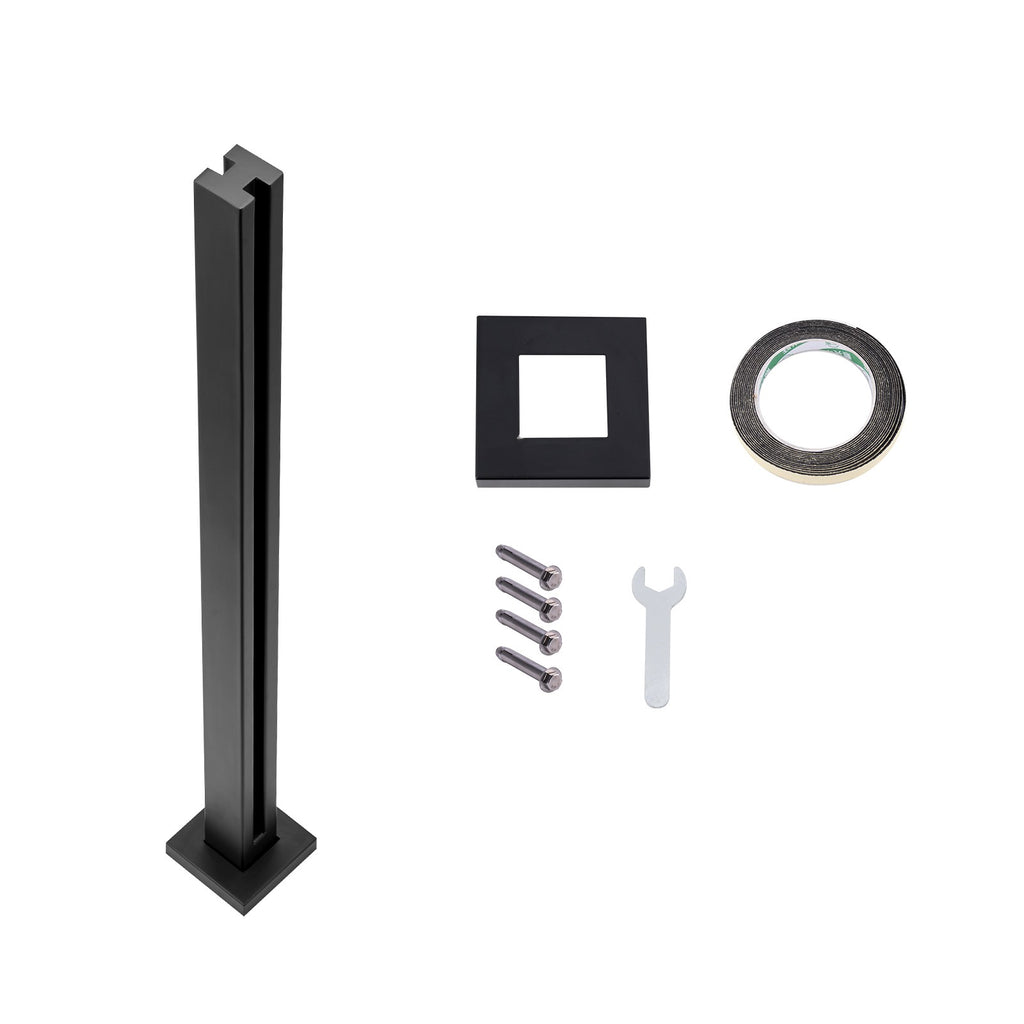 Glass Clamp 37.4" H Railing Bracket for 0.39"-0.47" Glass, Black