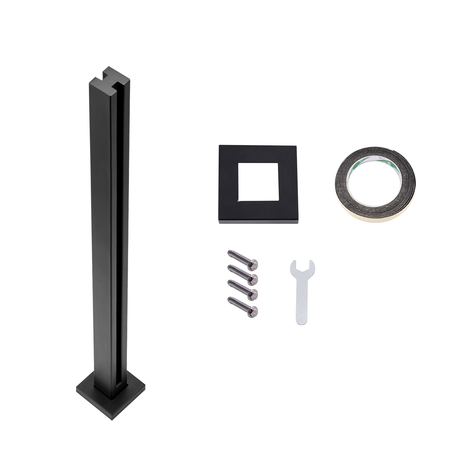 Glass Clamp 37.4" H Railing Bracket for 0.39"-0.47" Glass, Black