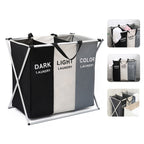 3 Sections ollapsible Laundry Hamper Basket Washing Bin Cloth Organiser Storagev