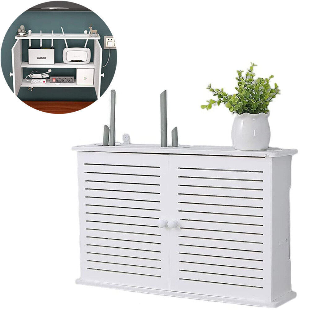 WIFI Router Storage Box Wall Mounted Plug Board Bracket Wireless Panel Shelf