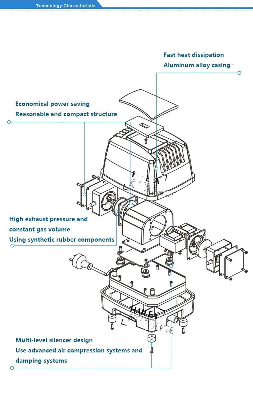 HAP-100 Hiblow Air Diaphragm Pump Aquarium Pond Septic Linear 100L/M 80W