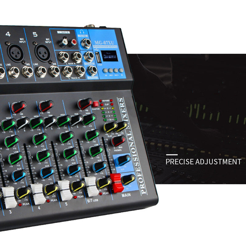 Bluetooth Portable Audio Mixer w/USB DJ Sound Mixing Console 7-Channel