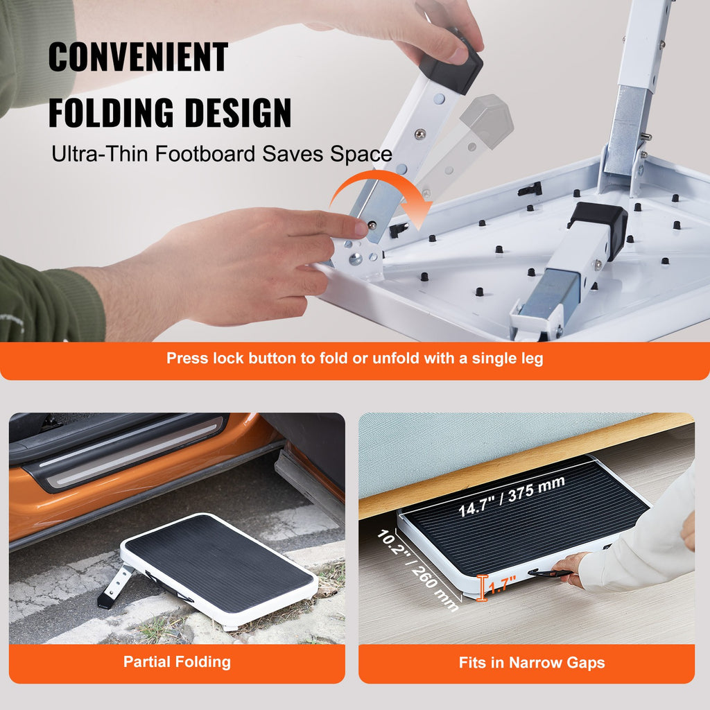 Foldable Step Stool Ladder with Adjustable Heights,150KG Capacity Home