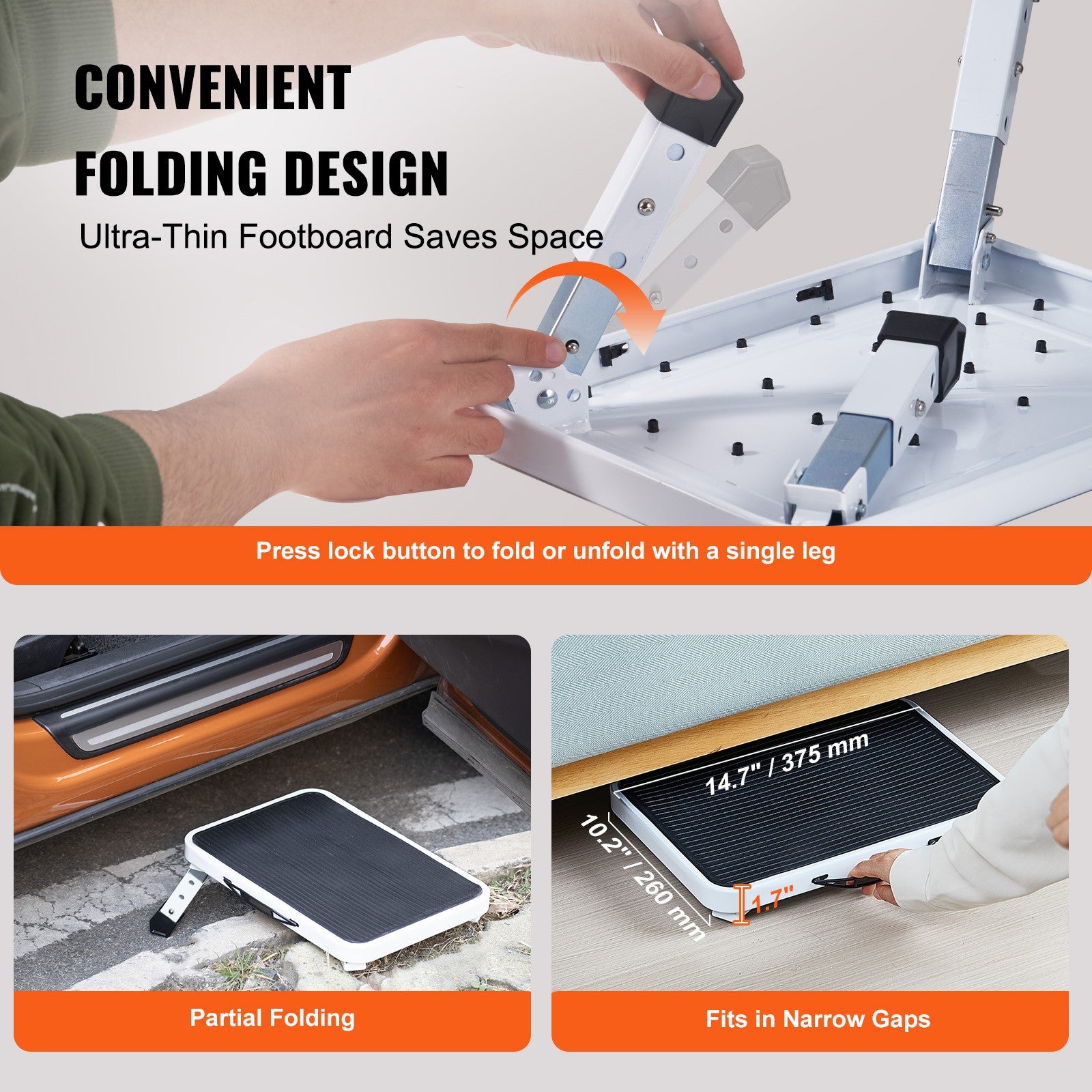 Foldable Step Stool Ladder with Adjustable Heights,150KG Capacity Home