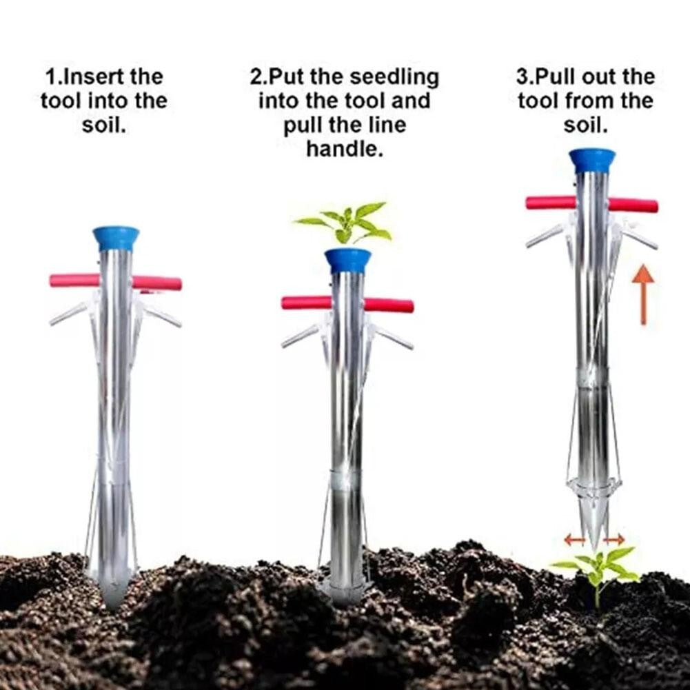 Double Shank Manual Planter Transplanter Seeder Seedling Bulb Planting Tool AU