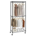 Heavy Duty Garment Rack with Double Hanging Rods & Adjustable Storage