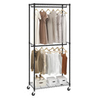Heavy Duty Garment Rack with Double Hanging Rods & Adjustable Storage