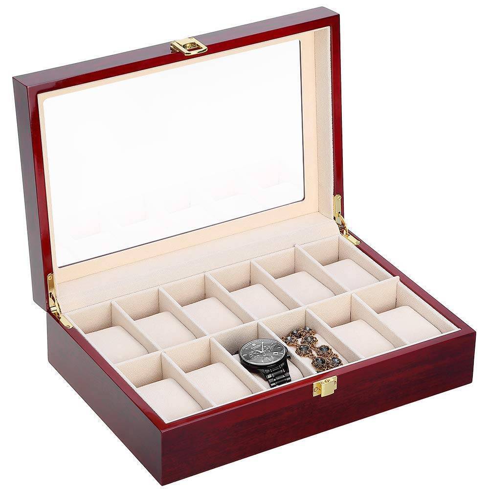 10 Grid Slots Wooden Watch Display Box Storage Case Gift Jewelry Organizer AU