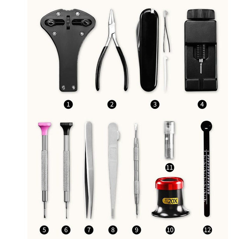 17 Pieces 7812 Professional Grade Quick Service Watch Repair Kit in Carry Case