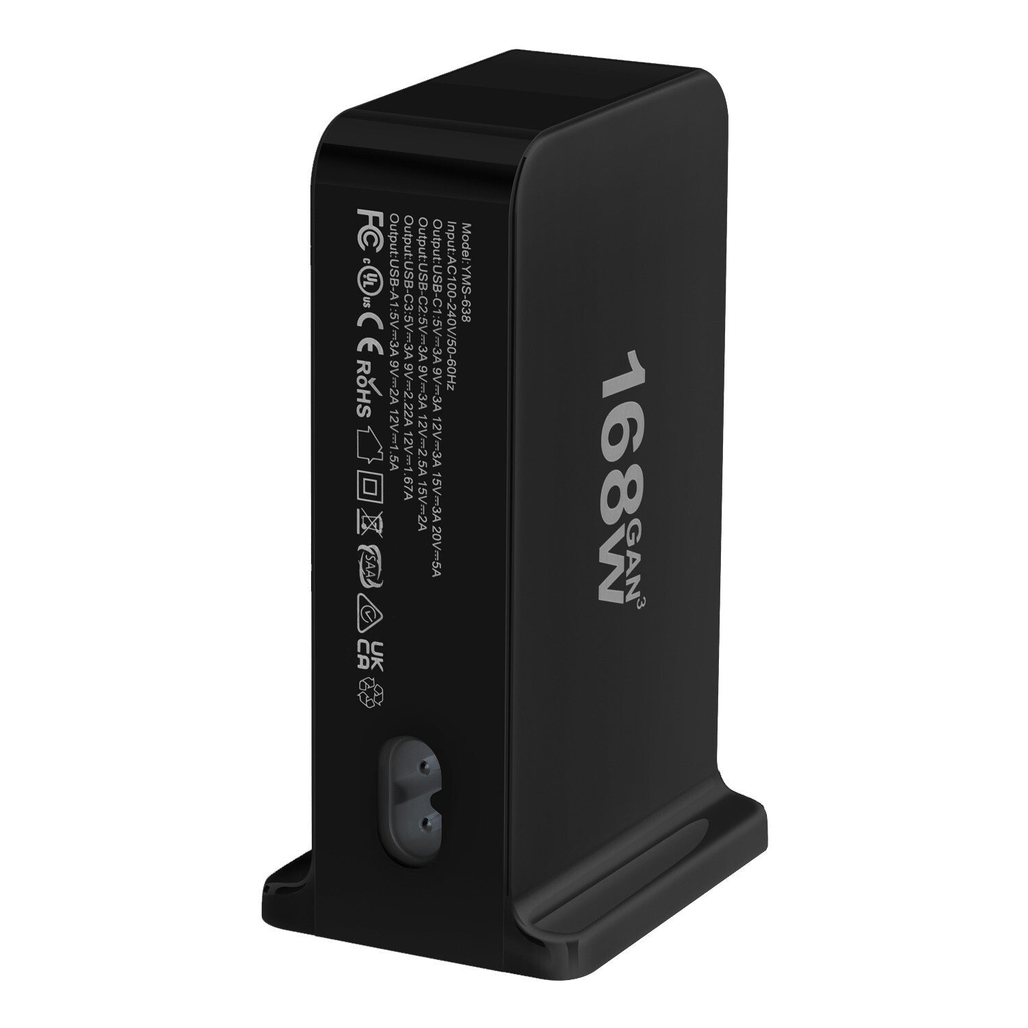 168W Gan 6 Port Charging Station 3 USB-C & 3 USB-A Desktop Charger Power Adapter