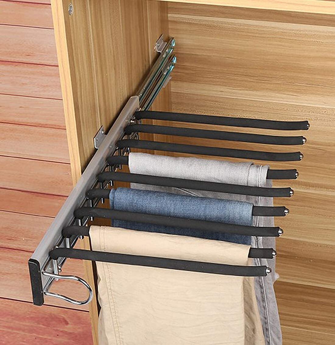 Wardrobe Trousers Rack Closet Put Out Telescopic Pants Shelves Dress Organizer