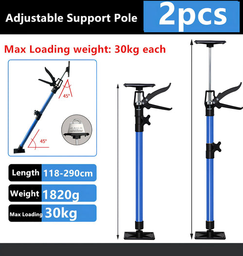 2pcsTelescopic Support Pole Jacks Labor-Saving 3rd Hand Telescopic Rod Hand Jack